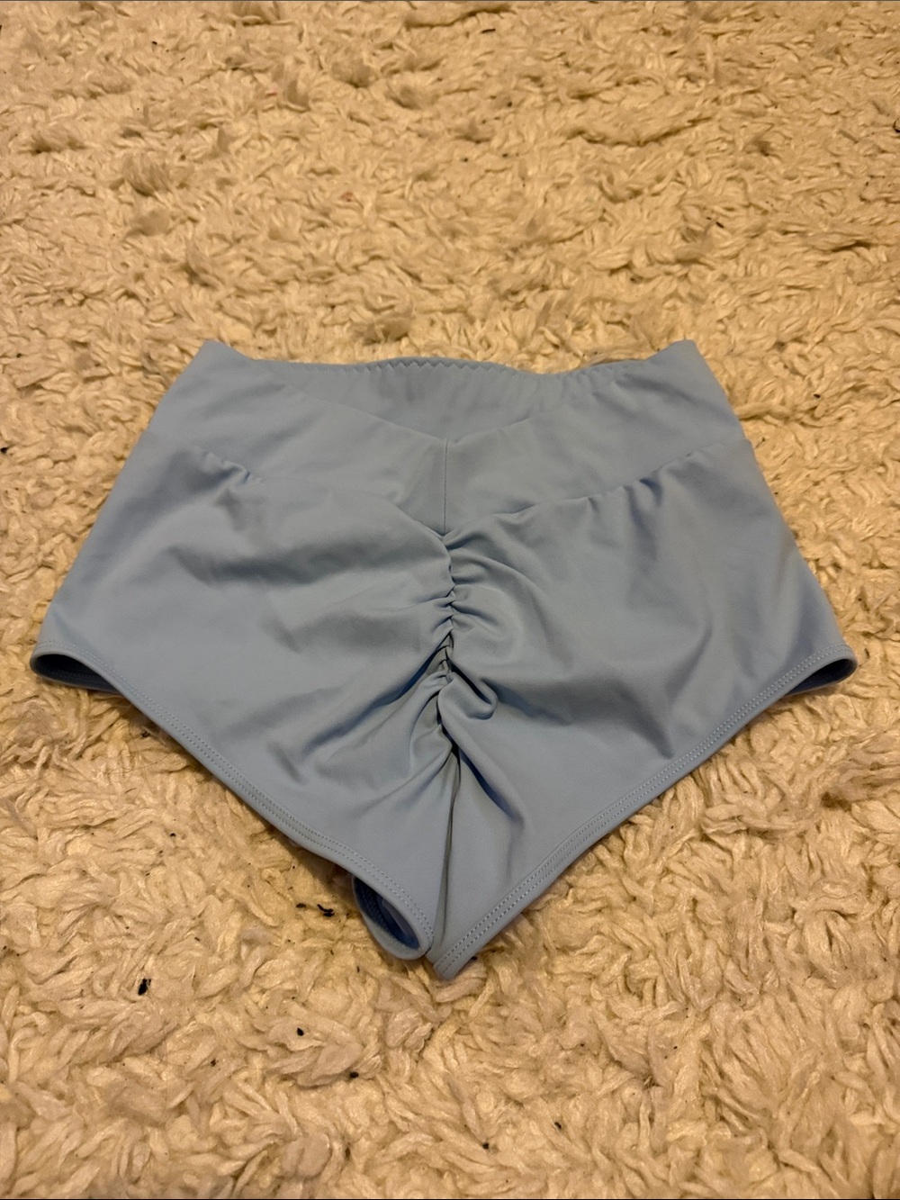 Light Blue Ruched High-Waist Active Shorts